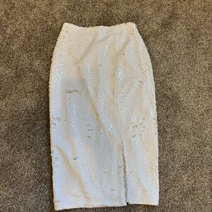 Rachel Parcell Skirt, White Sequin, Size Small